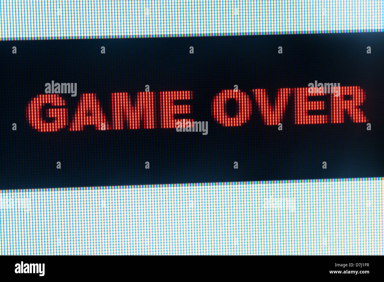 Palabras Game over en monitor LCD para PC Foto de stock