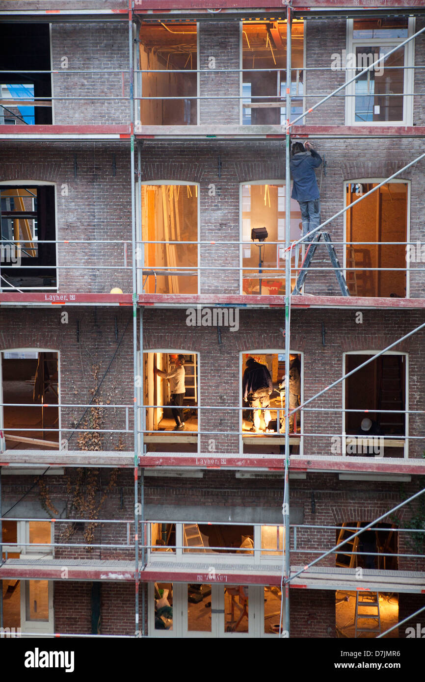 Renovación de casas en Amsterdam Foto de stock