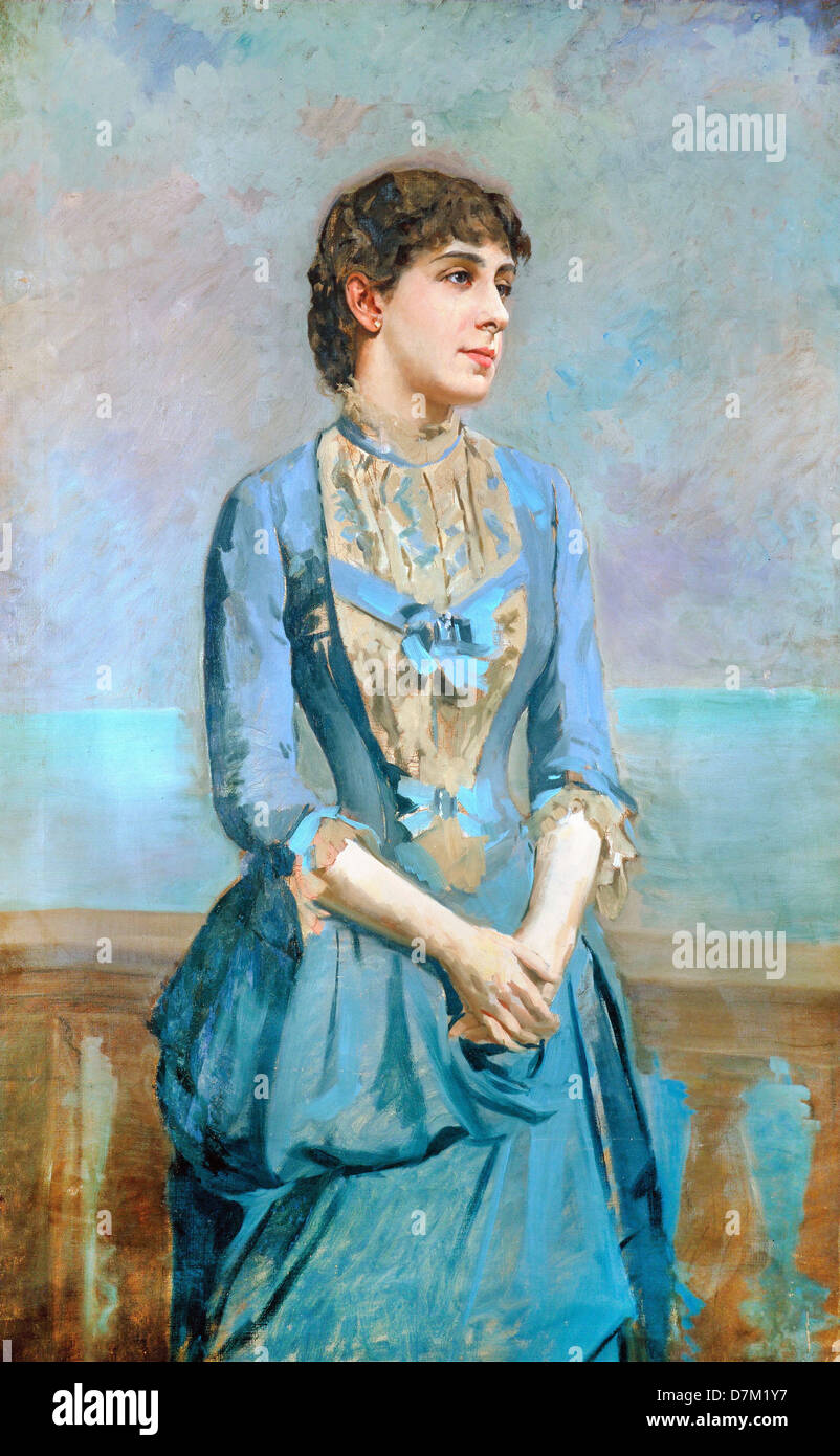Antoni Caba i Casamitjana, Retrato de Lluïsa Dulce i Tresserra, Marquesa de Castellflorite. Circa 1880. Óleo sobre lienzo. Foto de stock