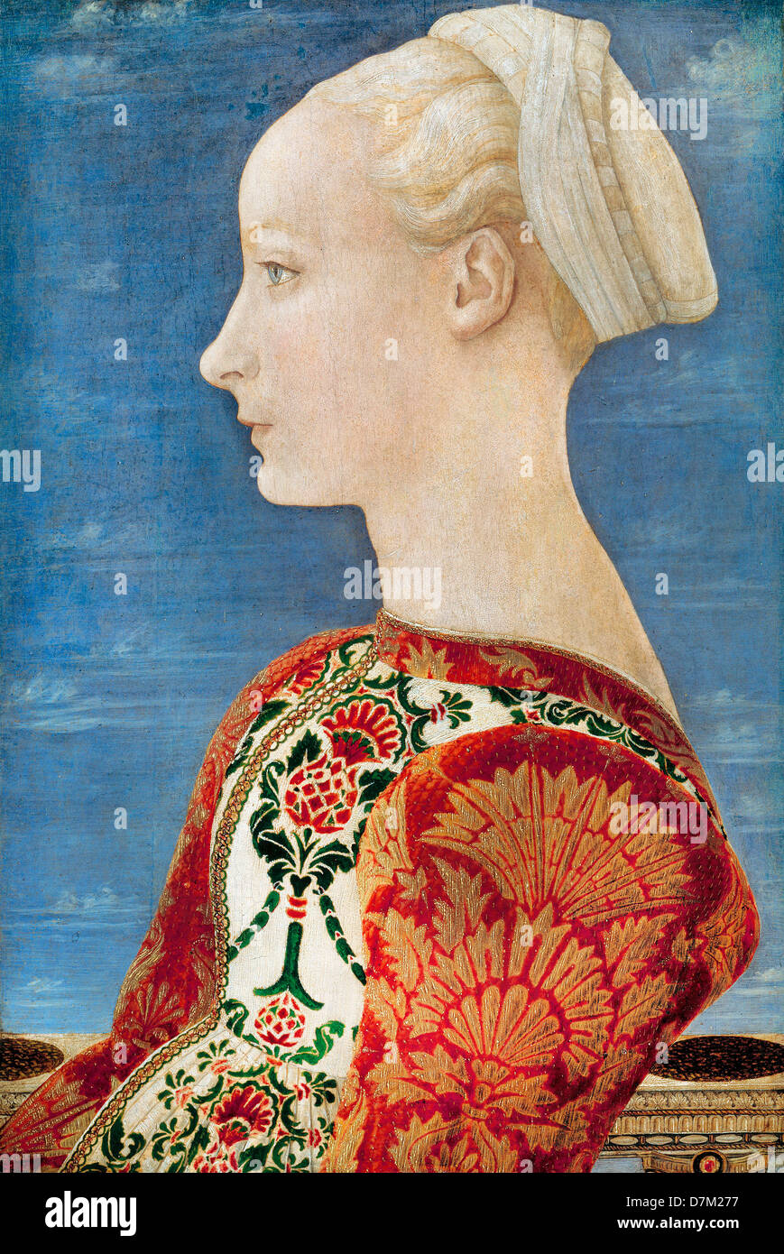 Domenico Veneziano, Perfil retrato de una joven dama 1465 óleo sobre madera de álamo. Gemaldegalerie, Berlín Foto de stock
