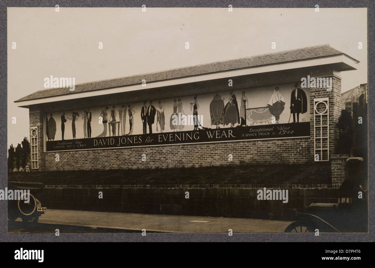 Gran publicidad signo de David Jones publicidad trajes de noche, 1925 Foto de stock