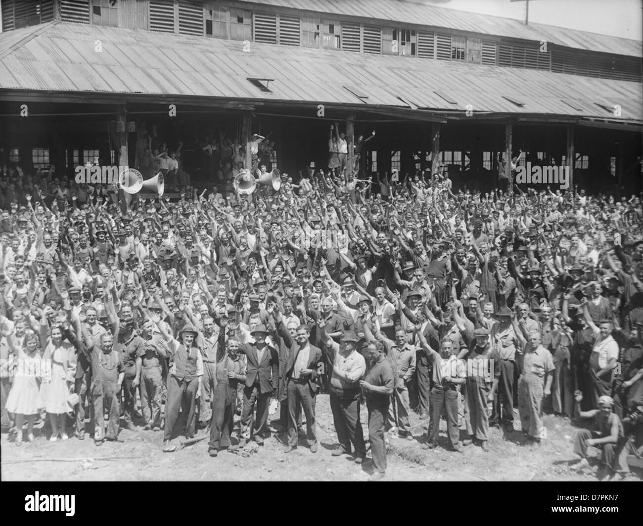 Clyde Engineering trabajadores en votar por H.M.S. Fondo de Sydney Foto de stock