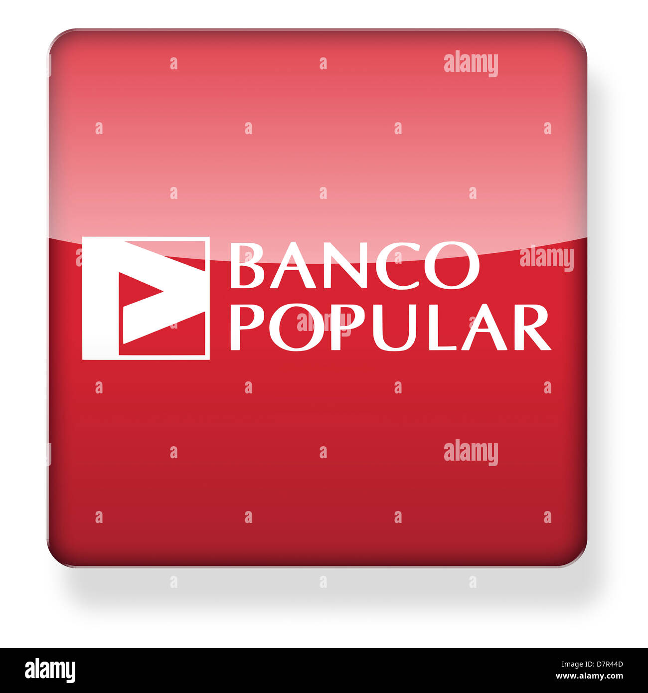 Banco Popular logotipo como el icono de una aplicación. Trazado de recorte incluido. Foto de stock