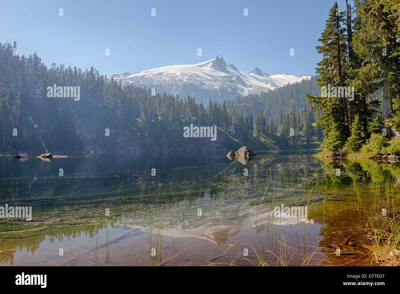 Ee.Uu., Estado de Washington, Glacier Peak Wilderness Neori, lago con nieve Montaña Rey Foto de stock