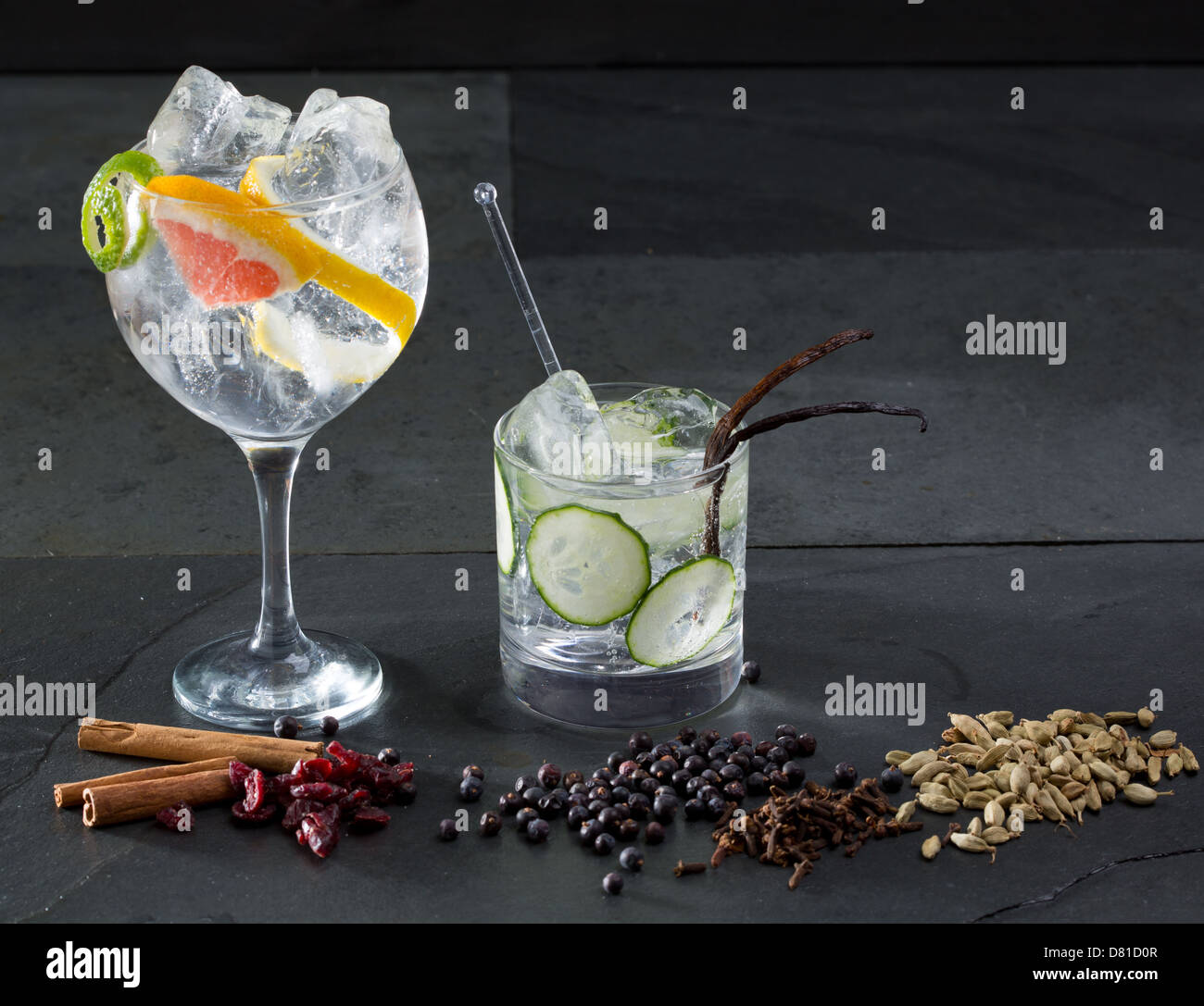 Gin Tonic variados cócteles con lima y pomelo pepino y especias