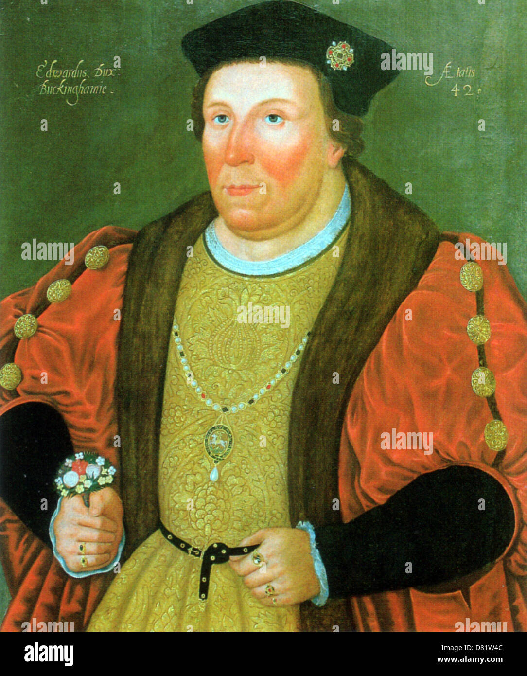 EDWARD STAFFORD, 3º duque de Buckingham (1478-1521) noble inglés ejecutado por traición bajo Enrique VIII, pintado en 1520 Foto de stock