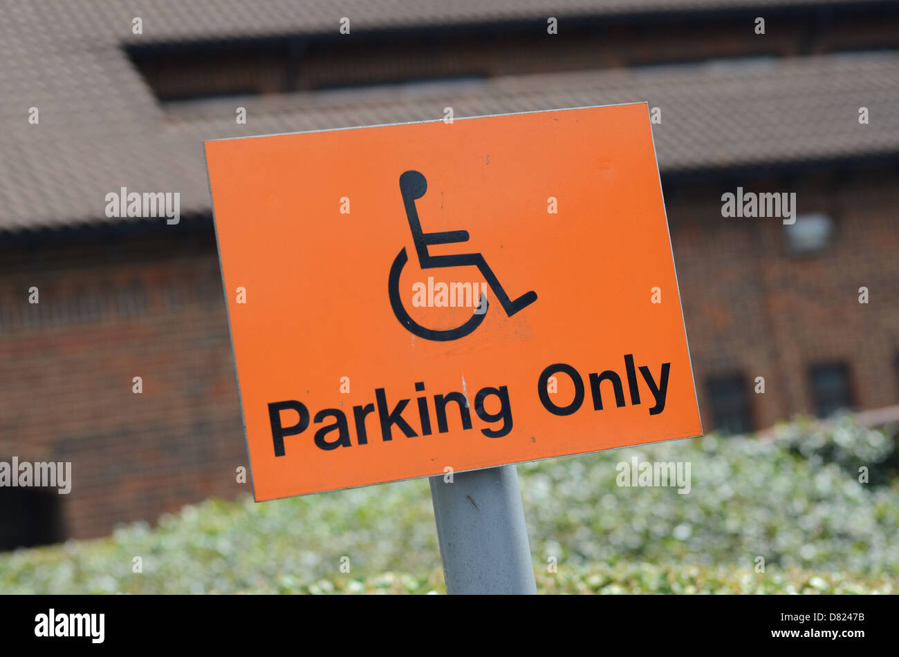 Señal de estacionamiento de discapacitados. Foto de stock
