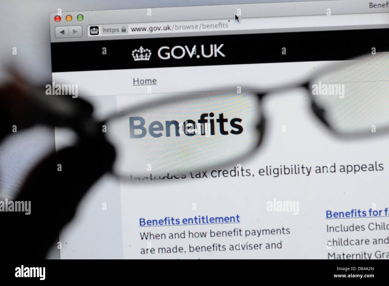 Beneficios del Reino Unido sitio web gov.uk Foto de stock