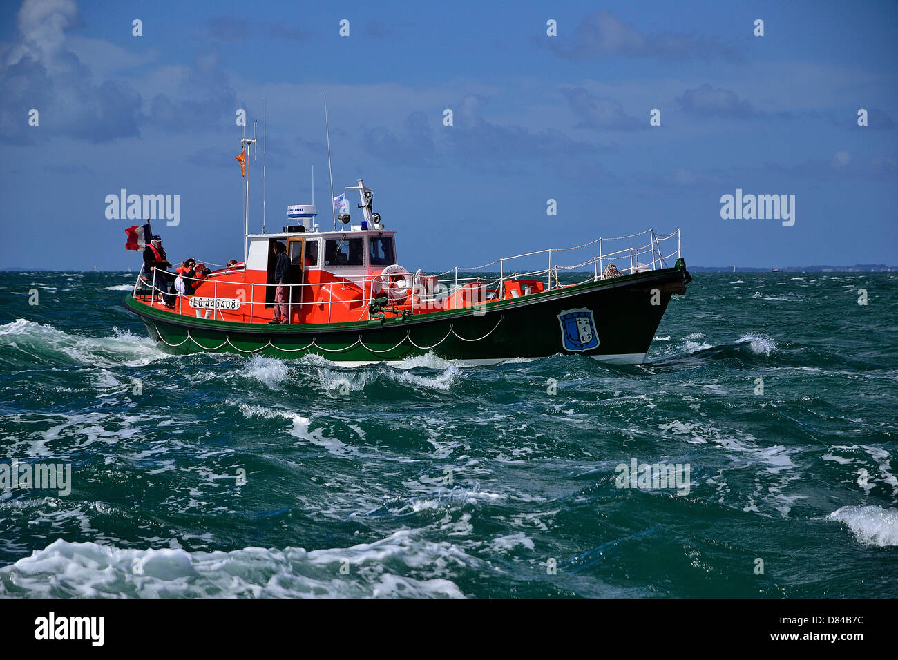 Bote Salvavidas "Patrono Emile Daniel' (Etel, Bretaña, Francia), durante el evento marítimo 'Semaine du Golfe', golfo de Morbihan, Bretaña, Fran. Foto de stock