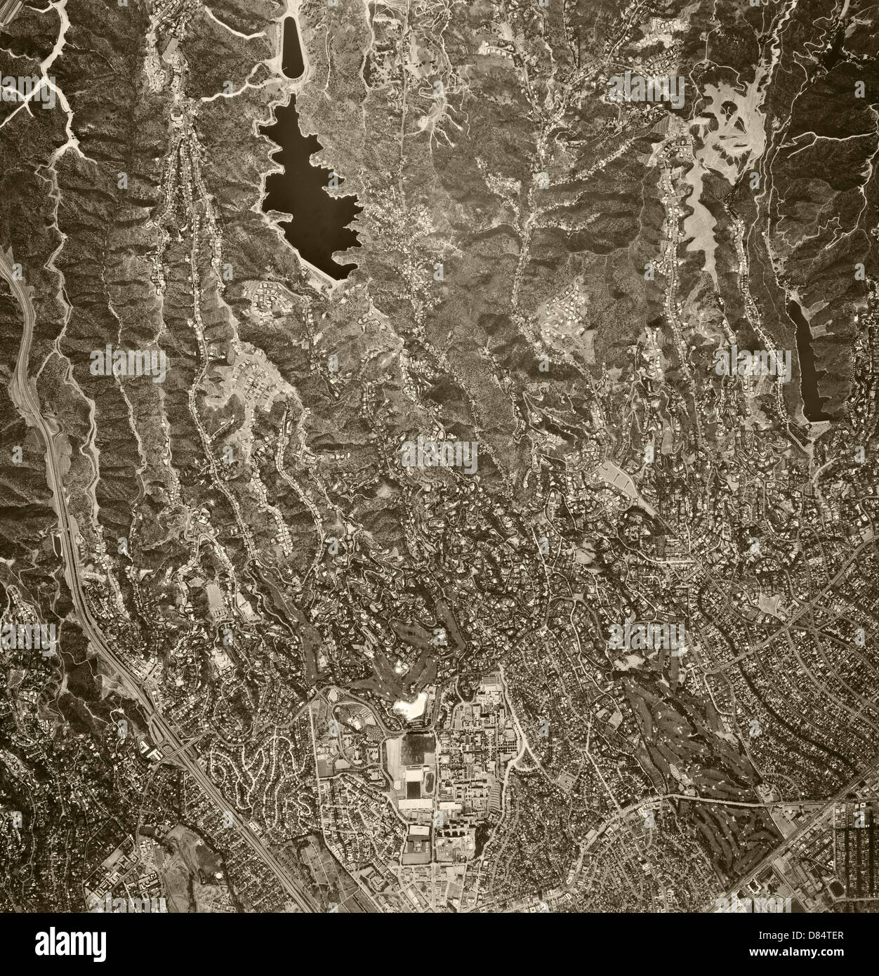 Fotografía aérea histórica en Hollywood, California, 1967 Foto de stock