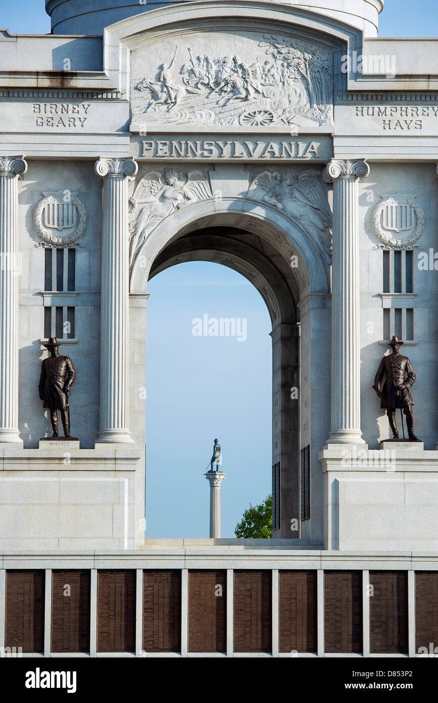 Estado de Pennsylvania Monumento, Parque Militar Nacional de Gettysburg, Pensilvania, EE.UU. Foto de stock