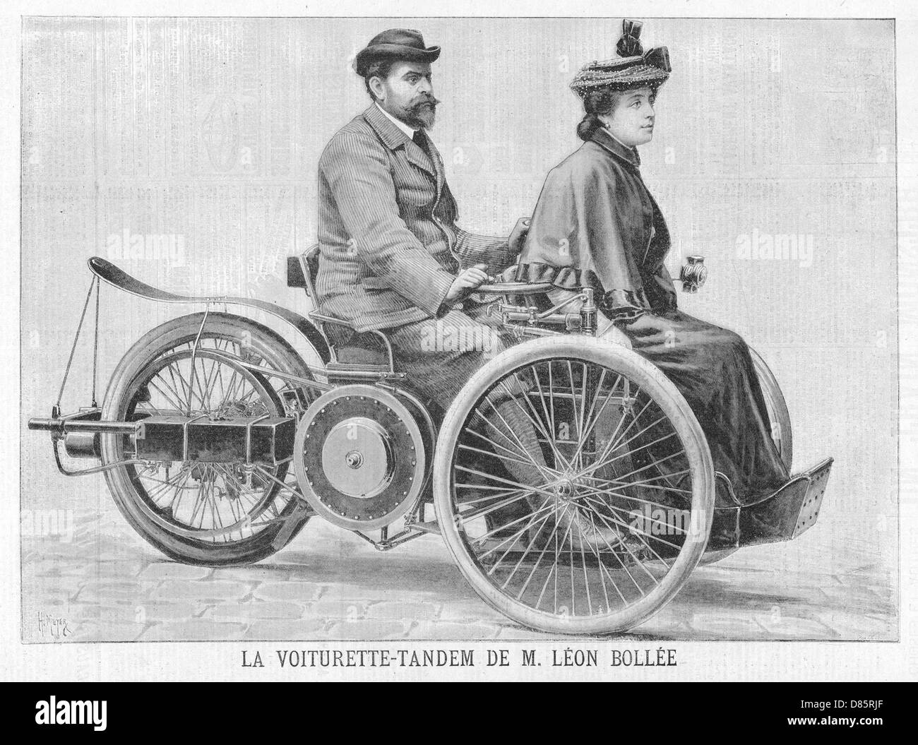 Bollee voiturette-tandem coche Foto de stock