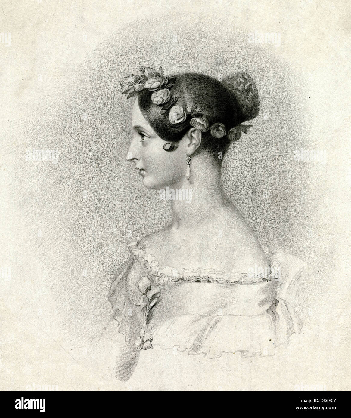 Reina Victoria - retrato en perfil desde 1837 Foto de stock
