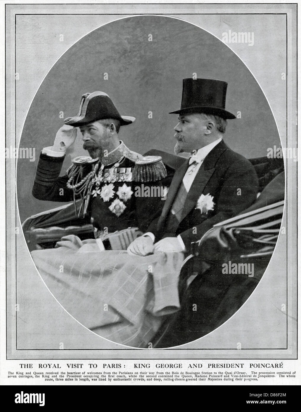 George V visita al Presidente Poincare Foto de stock