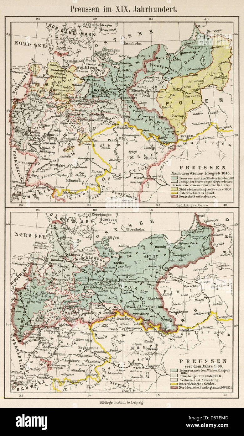 MAPA/EUROPA/ALEMANIA 1866 Foto de stock