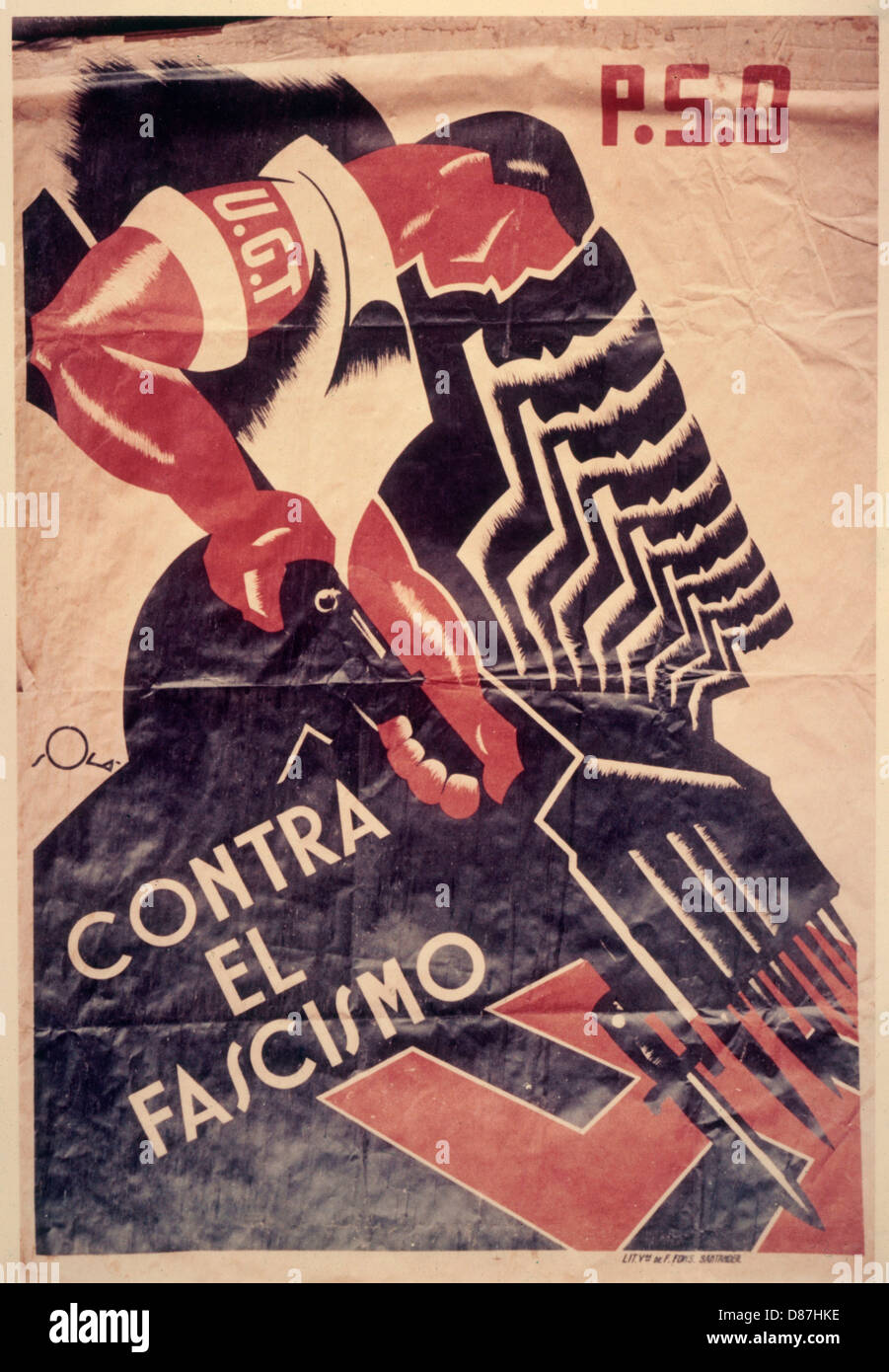 CARTEL ANTIFASCISTA/1936 Foto de stock