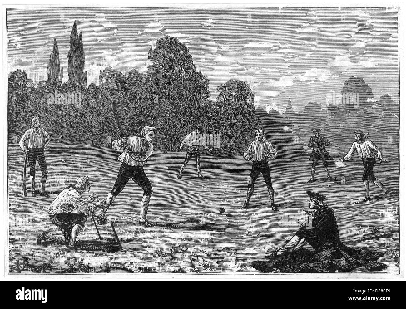 El cricket en los 1770s Foto de stock