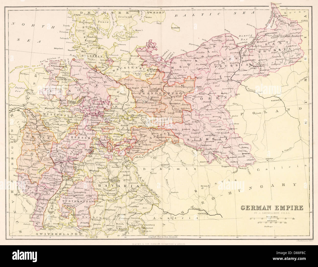 MAPA/EUROPA/ALEMANIA 1880S Foto de stock