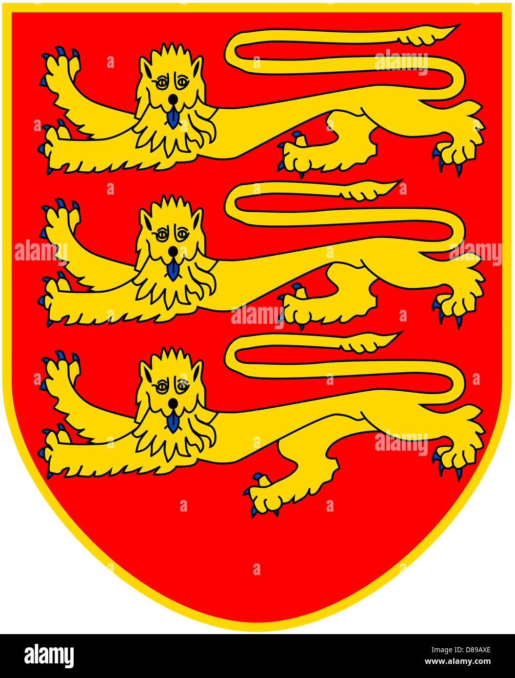 Escudo de armas de la dependencia de la Corona Británica Jersey. Foto de stock