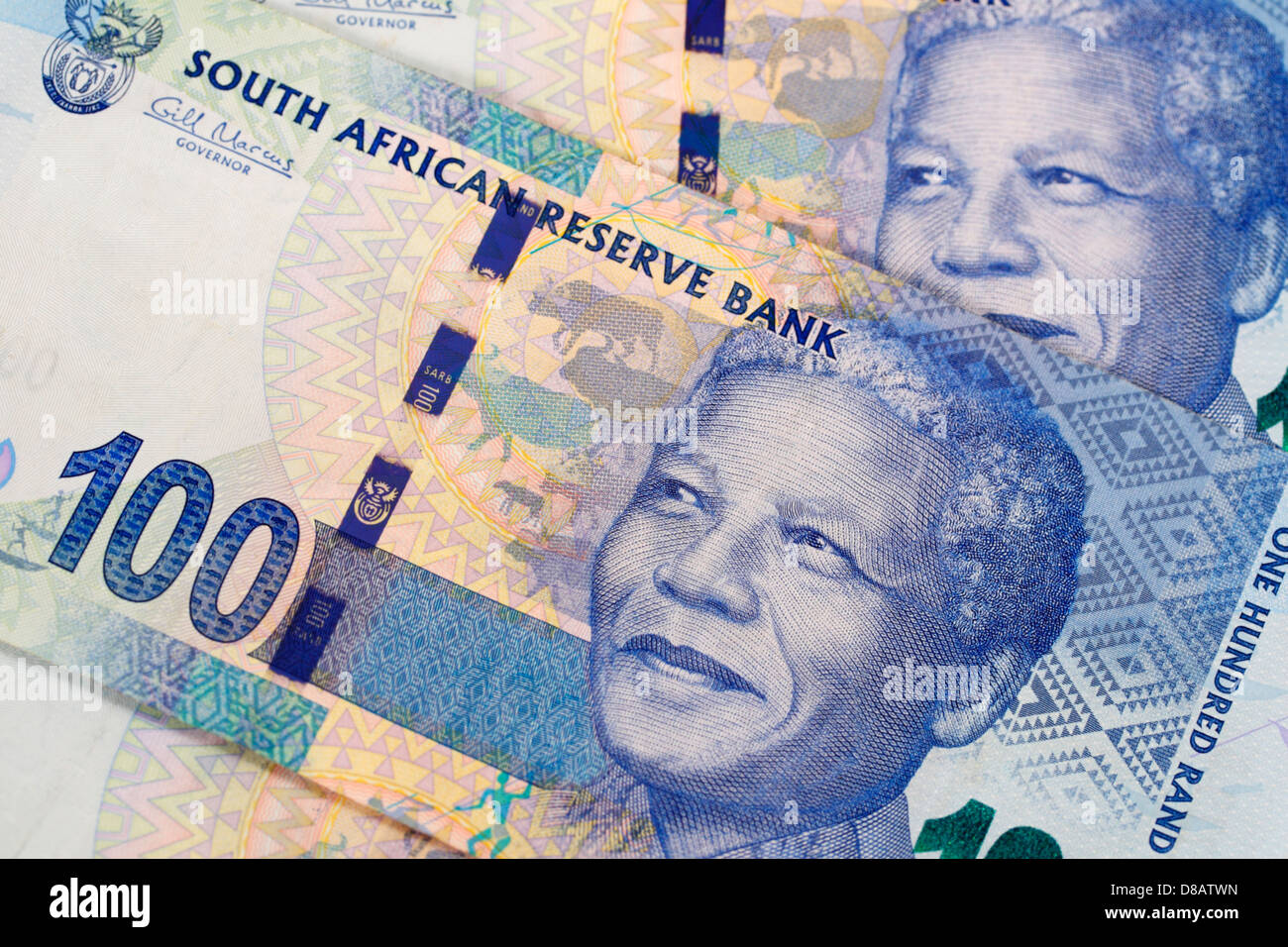 South African rand cien nuevos billetes de banco Foto de stock