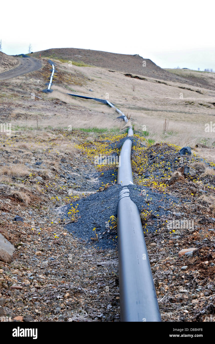 Oleoductos en Hveragerði, Islandia Foto de stock