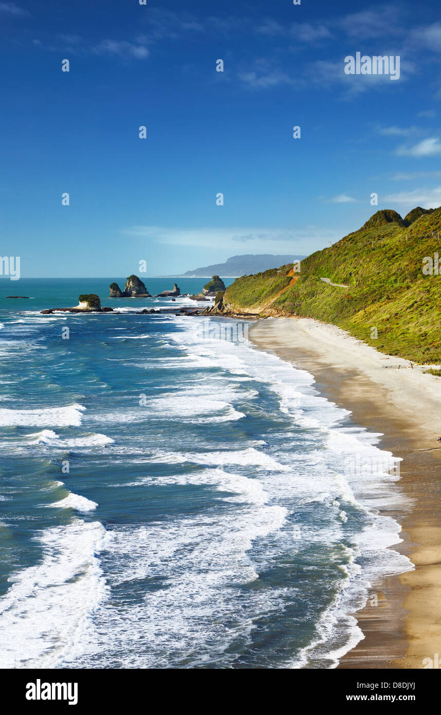 Vista costera, Costa oeste, Nueva Zelanda Foto de stock