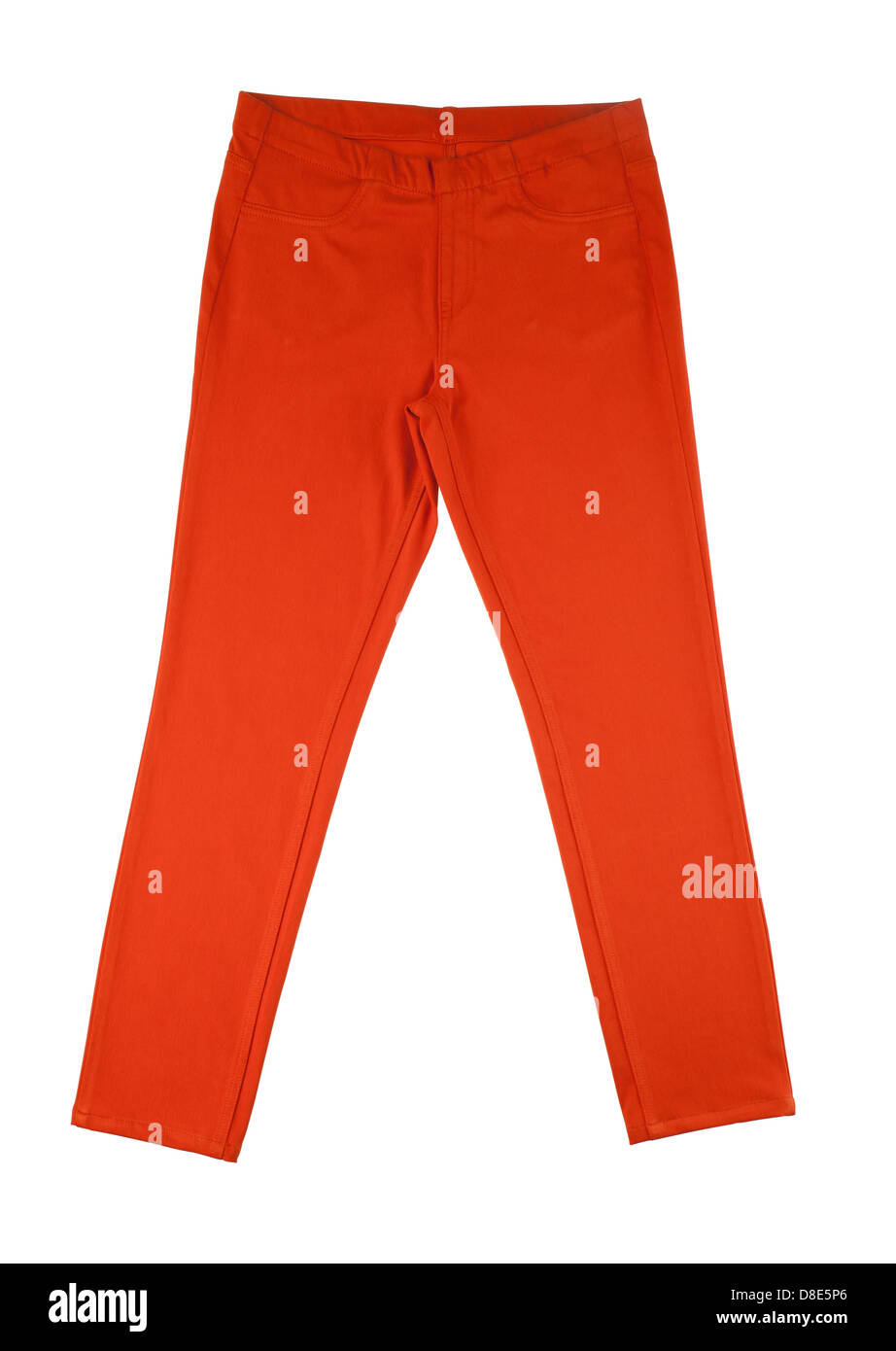 Pantalones naranja aislado sobre fondo blanco. Foto de stock