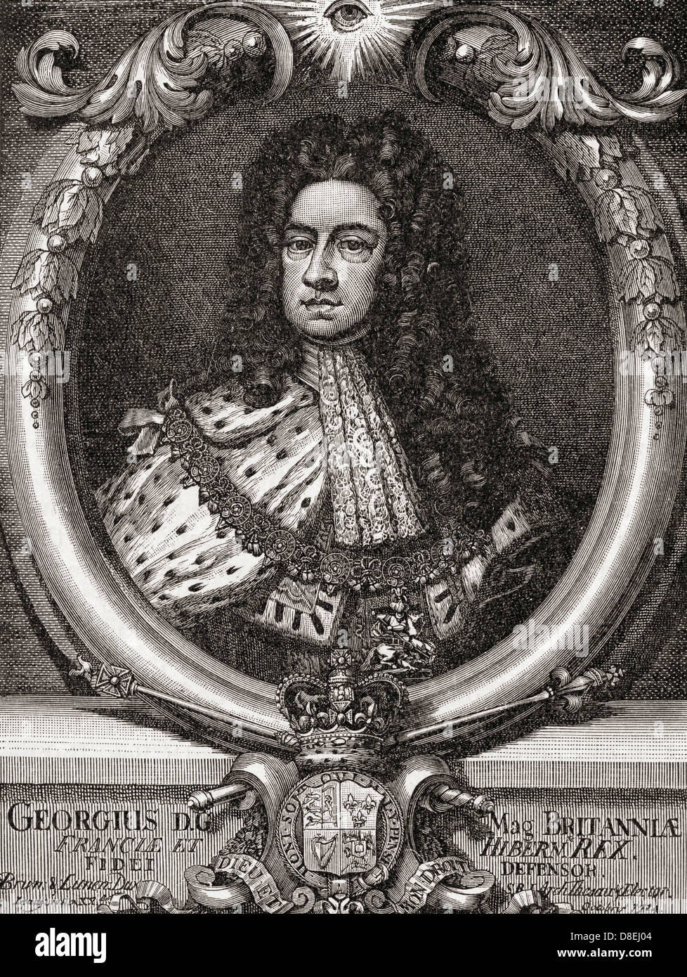 George I, 1660 - 1727. Rey de Gran Bretaña e Irlanda. Desde el primer libro de la historia británica publicado 1925. Foto de stock