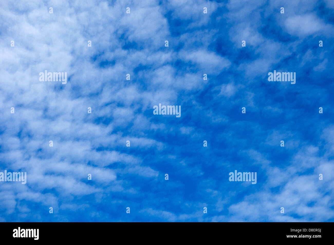 Nubes blancas mullidas contra Deep Blue Sky Foto de stock