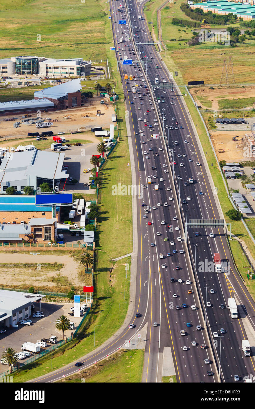 Vista aérea de la autopista N1.Johannesburgo.Sudáfrica Foto de stock