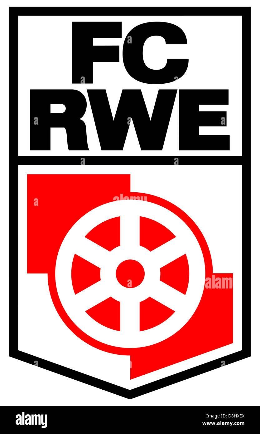 El logotipo del equipo de fútbol alemán FC Rot-Weiss Erfurt. Foto de stock