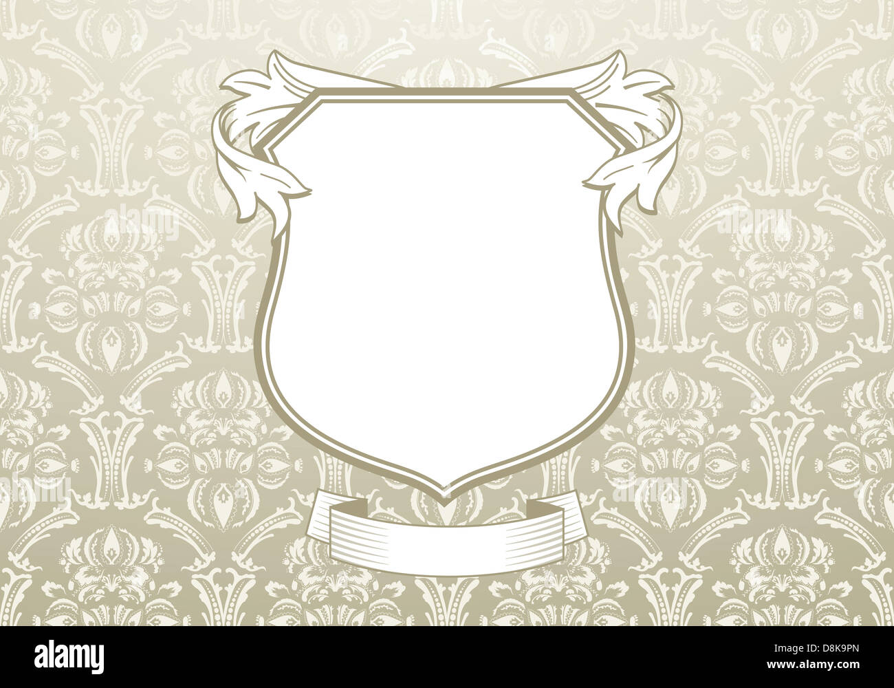 Ornamentación barroca con escudo Foto de stock