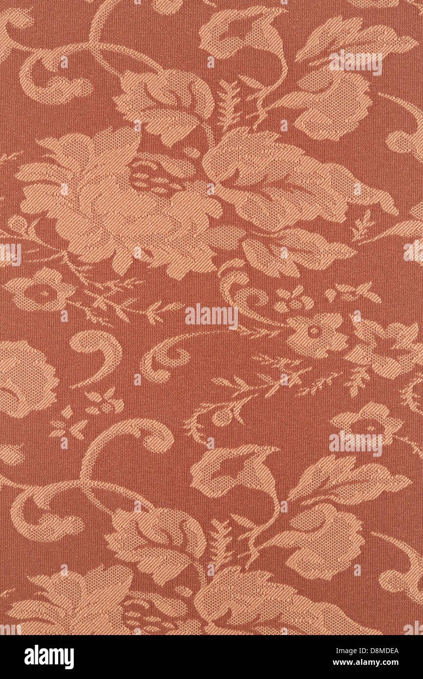 Papel tapiz de fondo de textura marrón floral, gran detalle fabric Foto de stock