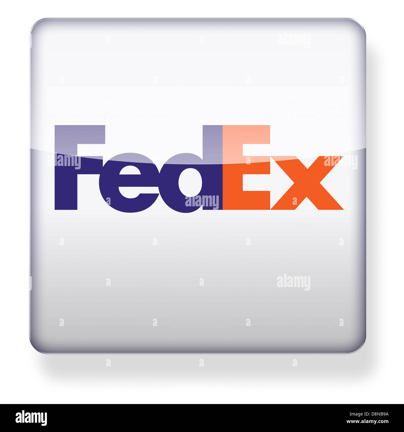 Logotipo de Fedex como el icono de una aplicación. Trazado de recorte incluido. Foto de stock