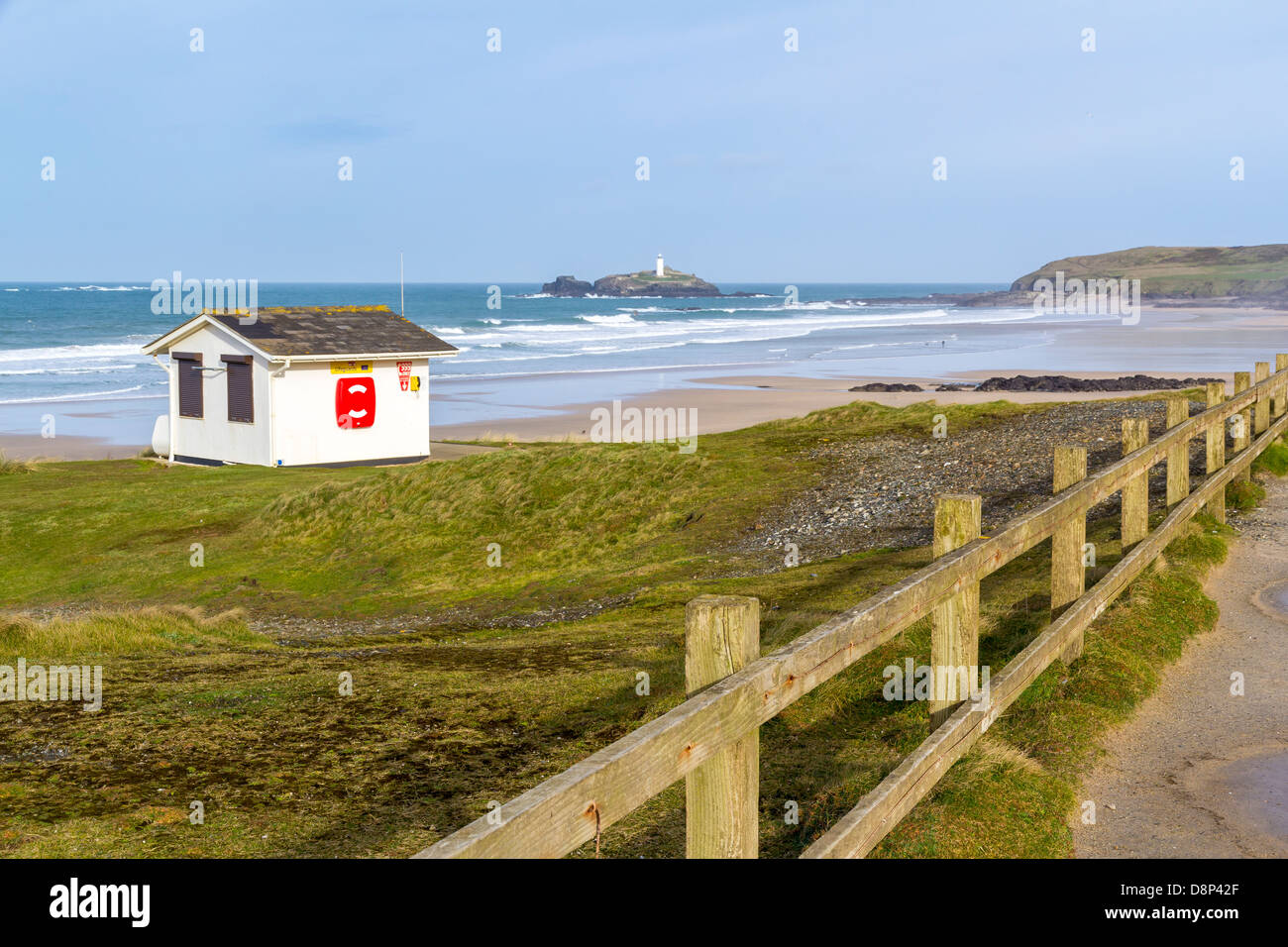 Con vistas a la playa en Gwithian Cornwall Inglaterra Foto de stock