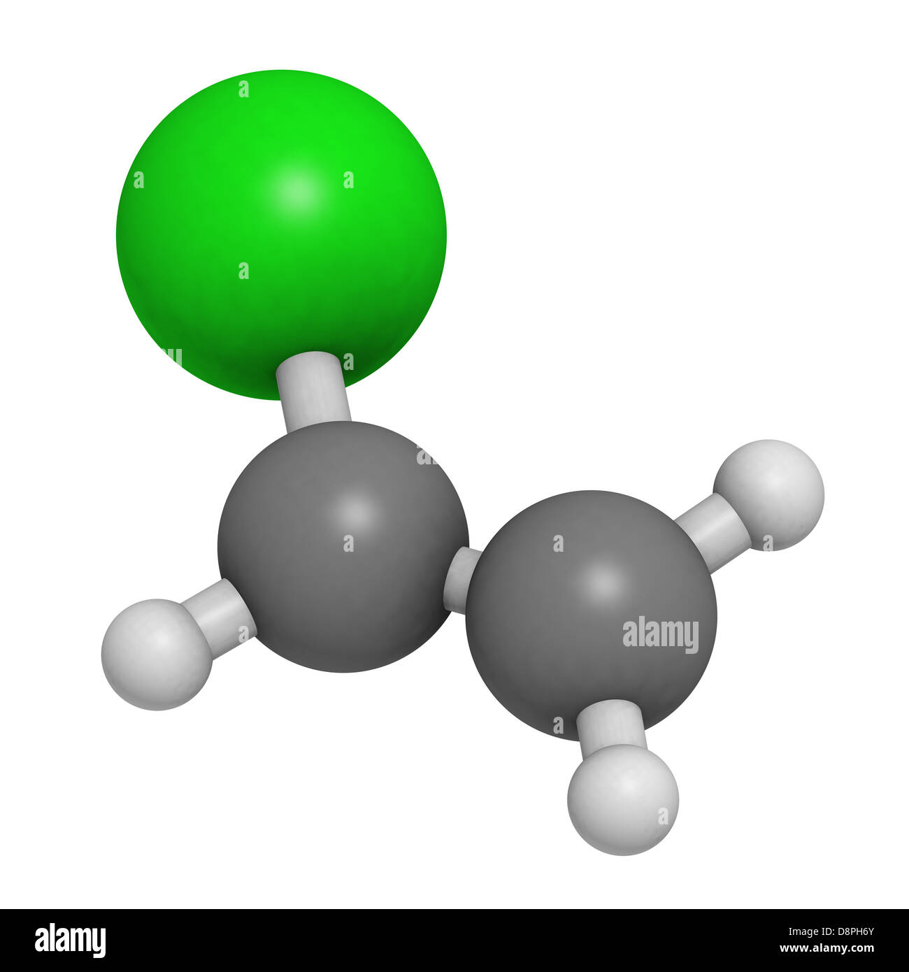 El cloruro de vinilo, el policloruro de vinilo (PVC) de bloque de  construcción de plástico. Los átomos son representados como esferas con  codificación de color convencional Fotografía de stock - Alamy