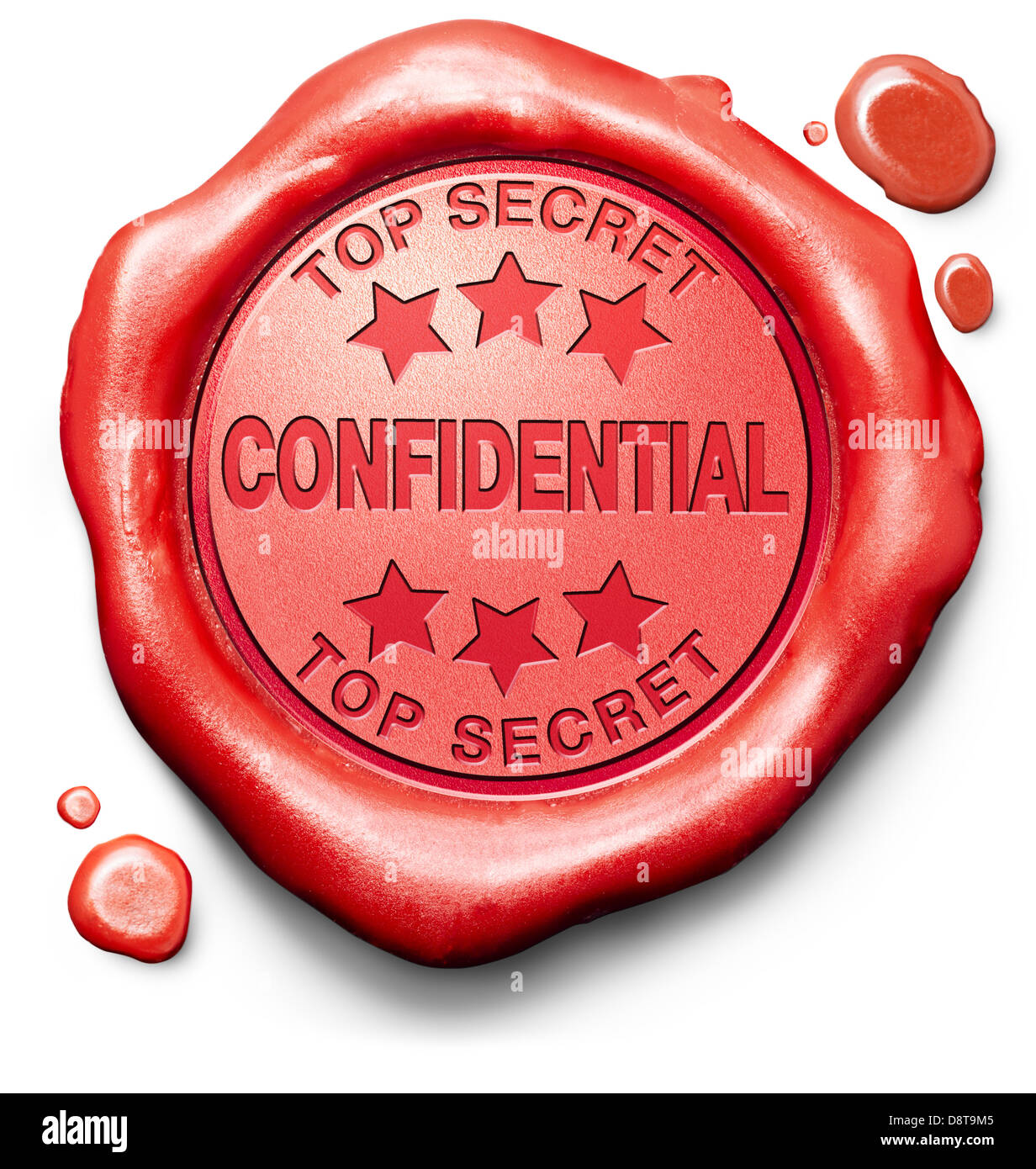 Información clasificada de alto secreto confidencial icono de etiqueta o sello rojo Foto de stock