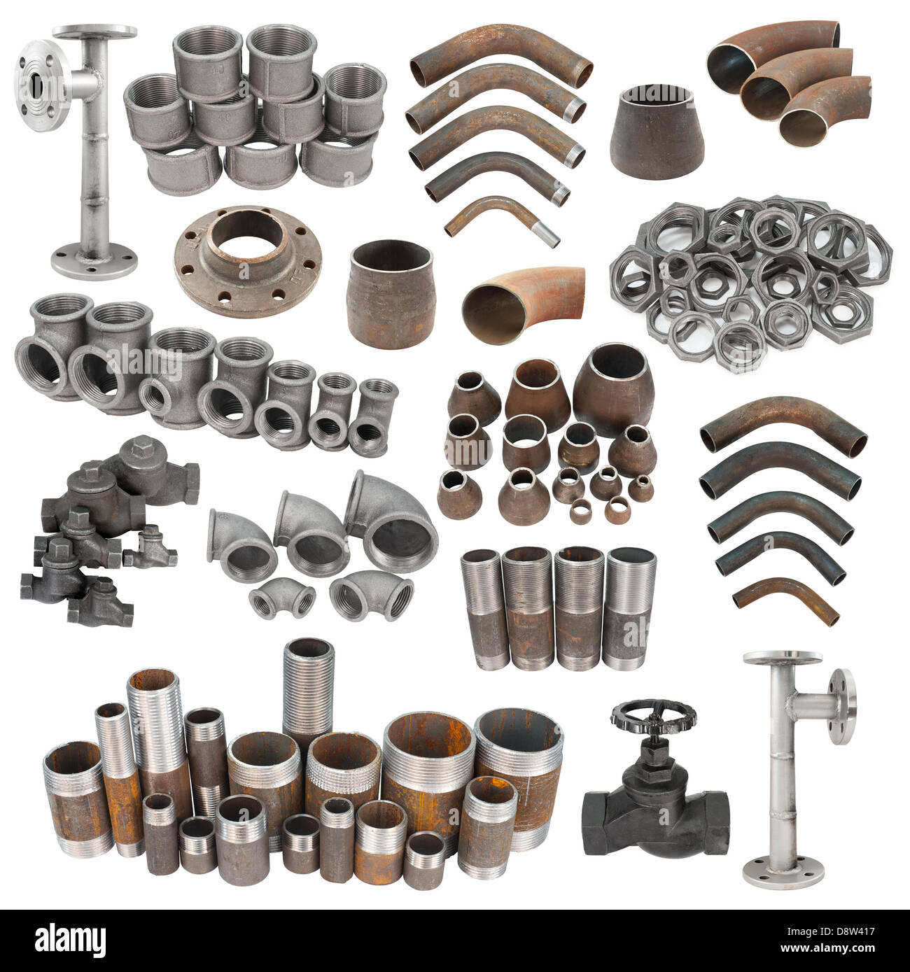 Conjunto de accesorios de tubería de hierro Foto de stock