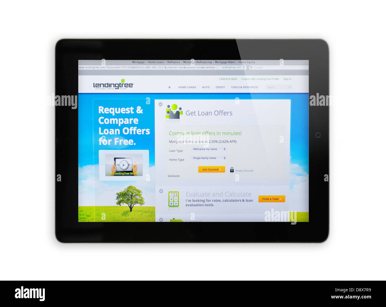 Sitio web sobre lendingtree iPad - préstamos online ofertas y tarifas Foto de stock