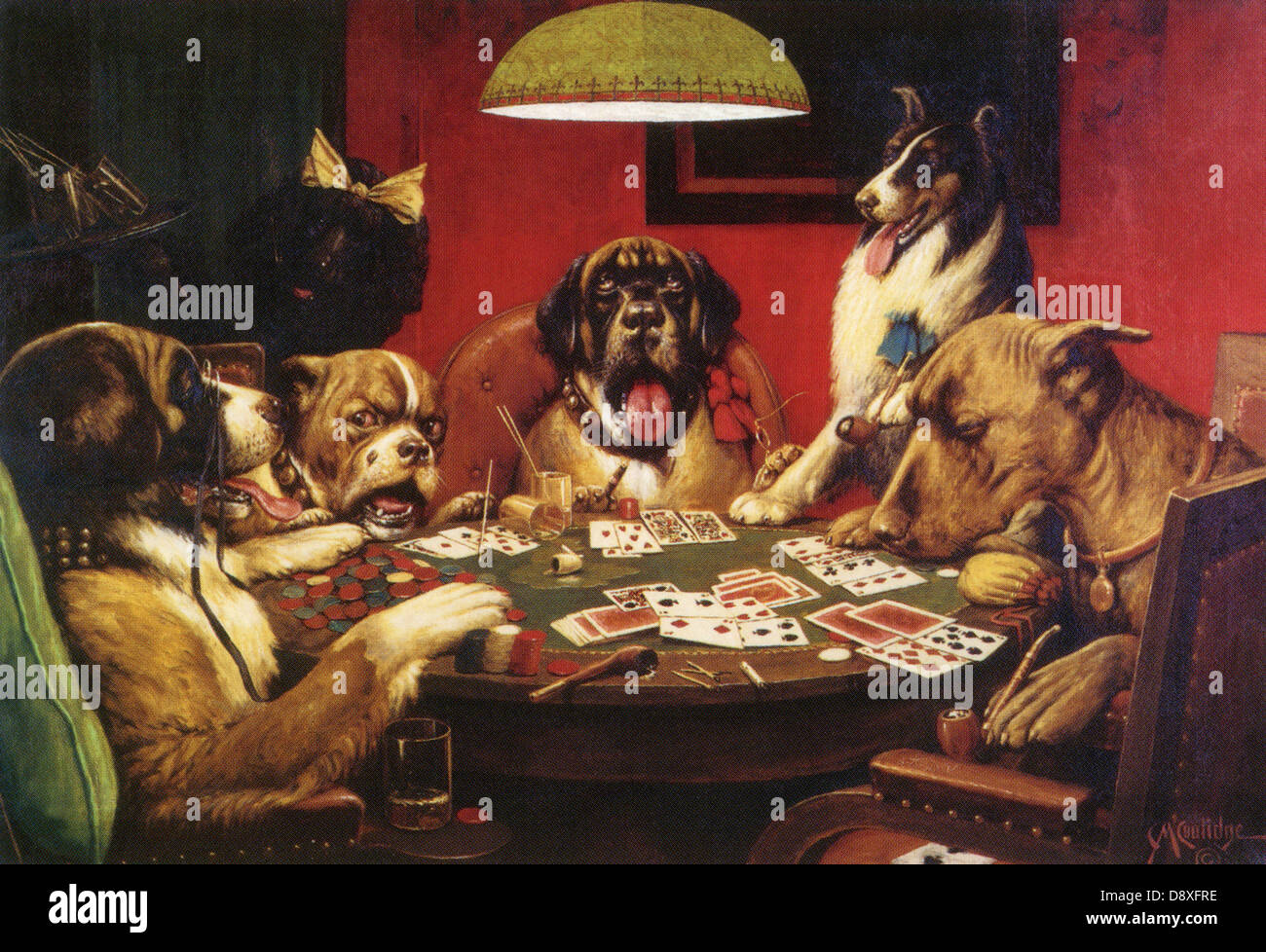 Perros jugando al póquer de Cassius Marcellus Coolidge Fotografía de stock  - Alamy