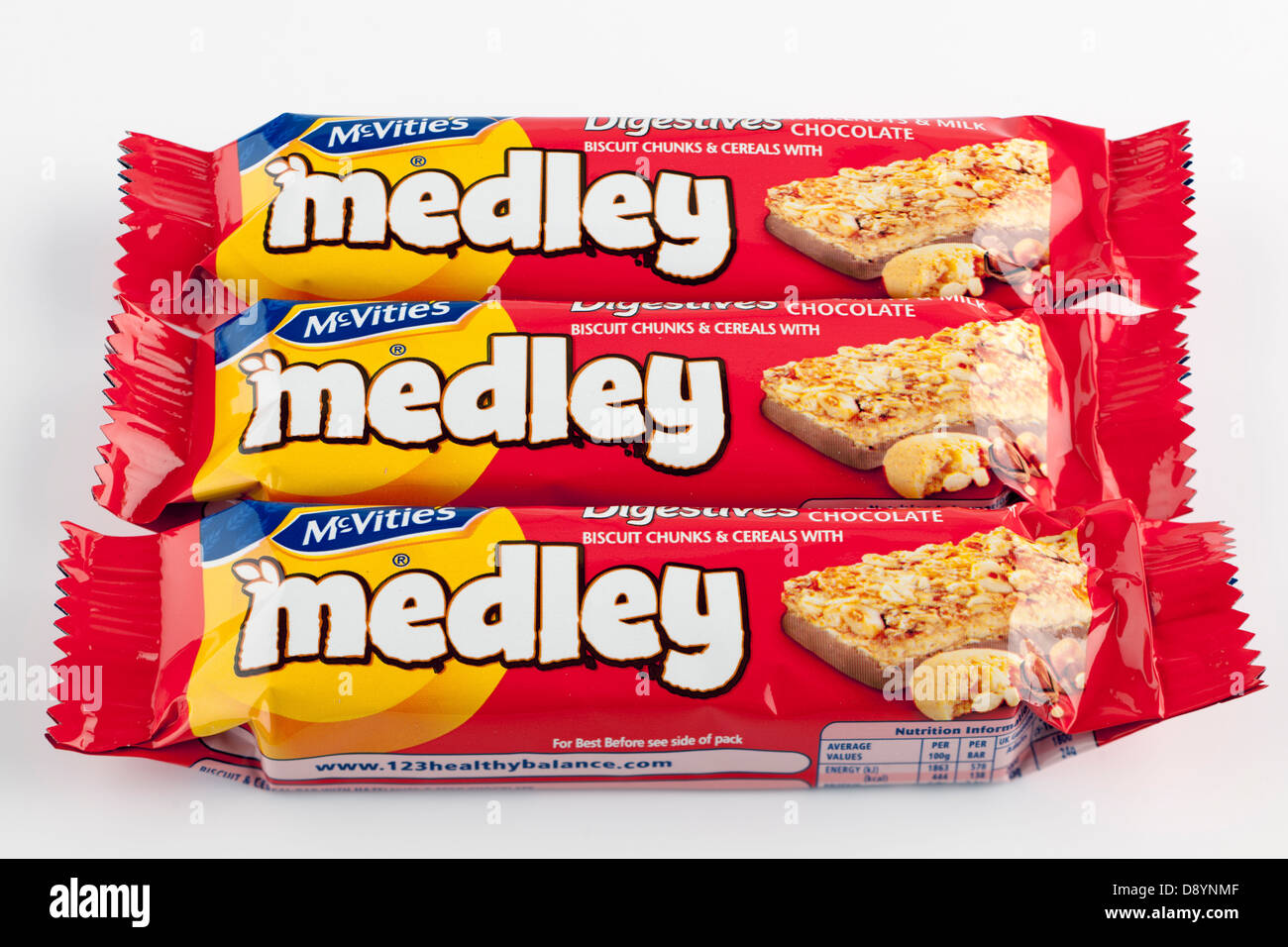 Tres Mcvites Medley digestivos avellanas y chocolate con leche barras de cereales Foto de stock