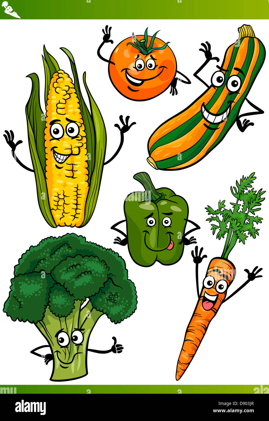 Ilustración de dibujos animados de alimentos vegetales felices personajes  de cómic Fotografía de stock - Alamy