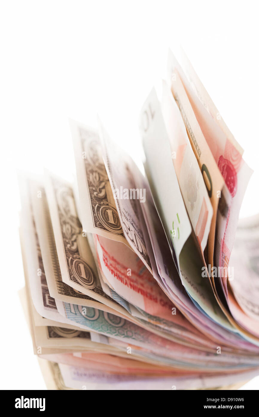 Papel moneda, países mixtos Foto de stock