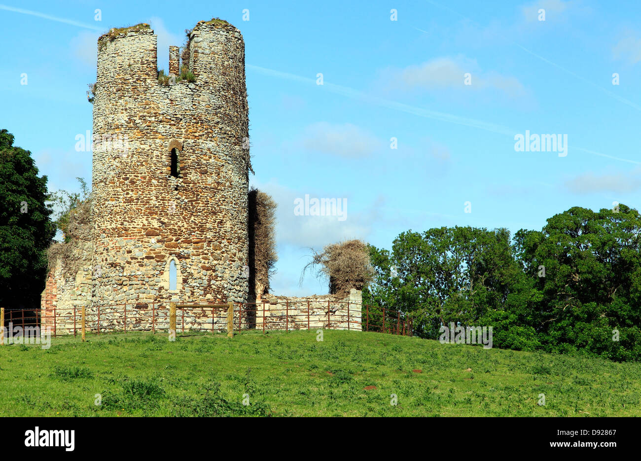 Appleton, Norfolk, arruinado Ronda Norman de la torre de la Iglesia, iglesias medievales en inglés Foto de stock