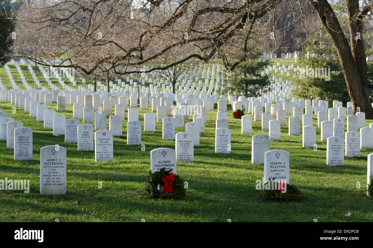Lápidas de mármol blanco en el Cementerio Nacional de Arlington