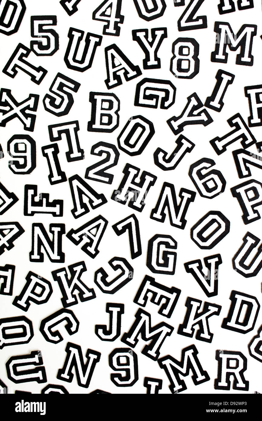 Dos Hojas Negro Blanco Varsity Números Letras Alfabeto Álbum de Recortes Pegatinas