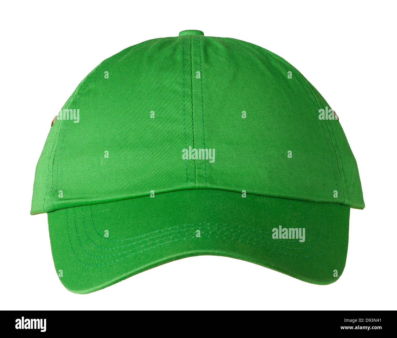 Gorra verde sobre fondo blanco. Foto de stock
