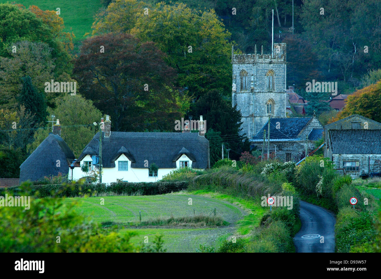 Una vista de la aldea de Hilton Dorset Foto de stock