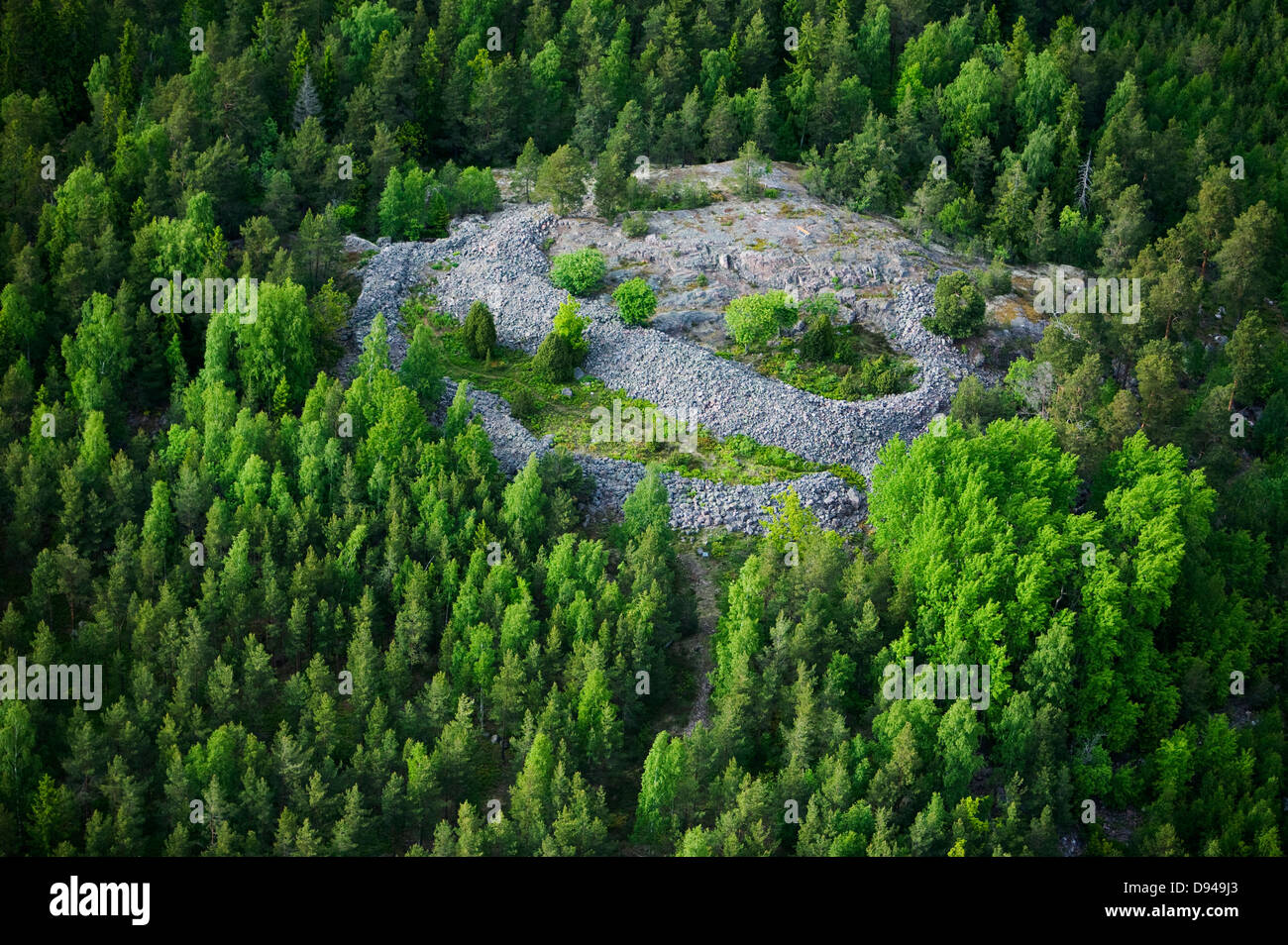 Sitio de la edad de piedra, Kjula, Sodermanland, Suecia. Foto de stock