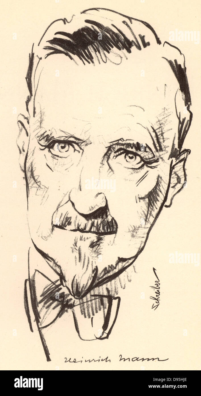 Heinrich Mann (1871-1950), novelista alemán. El hermano mayor del novelista Thomas Mann. Desde un boceto fechado en 1934. Foto de stock